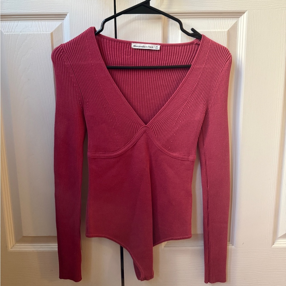 Long-sleeve V-neck sweater body suit